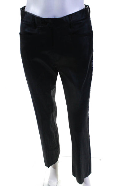 Joseph Womens Side Stripe Mid-Rise Straight Leg Pants Trousers Black Size S