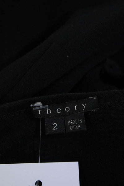 Theory Womens Black Cotton Crew Neck Short Sleeve Shift Dress Size 2