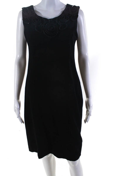 Calvin Klein Womens Black Zipper Ruffle Detail Sleeveless Shift Dress Size 12