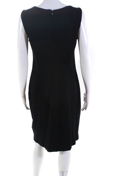 Calvin Klein Womens Black Zipper Ruffle Detail Sleeveless Shift Dress Size 12