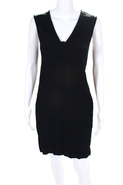 Vince Women's V-Neck Sleeveless A-Lined Pocket Midi Dress Black Size M