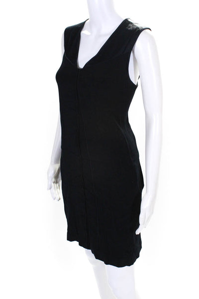 Vince Women's V-Neck Sleeveless A-Lined Pocket Midi Dress Black Size M