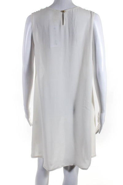 Shosh Womens Sheer Sleeveless Chiffon Shift Dress White Silk Size 2