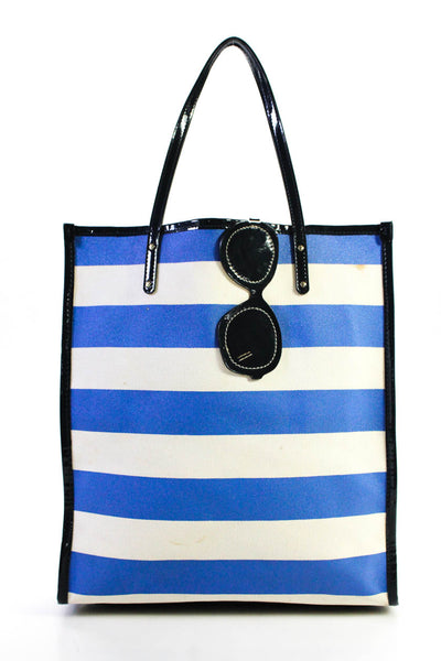 Pre-owned Kate Spade White/blue Stripes Pvc And Leather Wellesley Hanna Crossbody  Bag | ModeSens