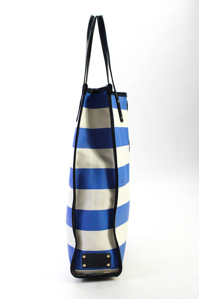 Kate Spade New York Womens Striped Tote Shoulder Handbag Blue White