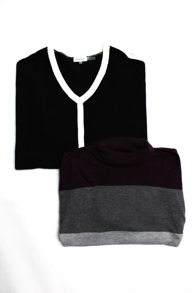 Calvin Klein Womens Colroblock Striped Pullover Sweaters Purple Size S L Lot 2