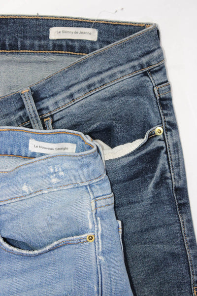 Frame Womens Blue Light Wash Ripped Mid-Rise Straight Leg Jeans Size 23 30 lot 2