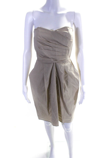Hache Women's Strapless Corset Bodycon Mini Dress Khaki Size 40