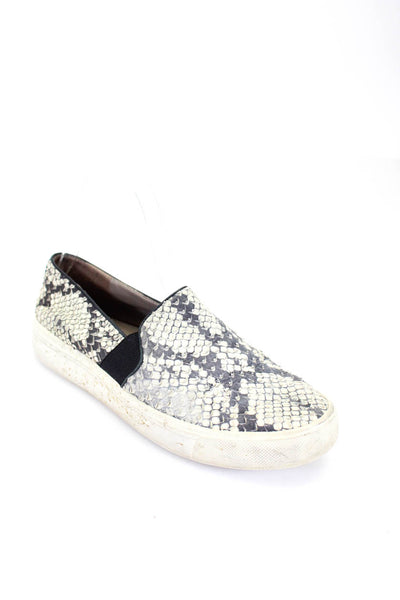 Vince Womens Gray Snakeskin Leather Slip On Loafer Sneaker Shoes Size 6