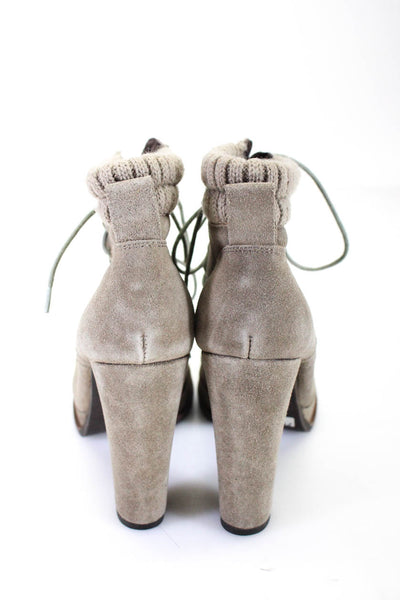 DV Dolce Vita Womens Taupe Suede Platform High Heels Ankle Boots Shoes Size 6