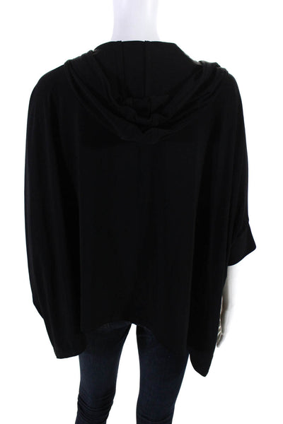 Joseph Ribkoff Women's Hooded Dolman Sleeve Pockets Black Blouse Size 8