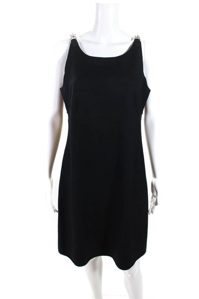Michael Kors Womens Chain Link Sleeveless Sateen Sheath Dress Black Size 12