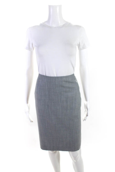 Yansi Fugel Womens Wool Mid Rise Knee Length Pencil Skirt Gray Size 6