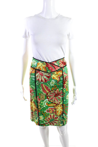 Nanette Lepore Womens Cotton Stretch Leaf Printed Pencil Skirt Green Size 8