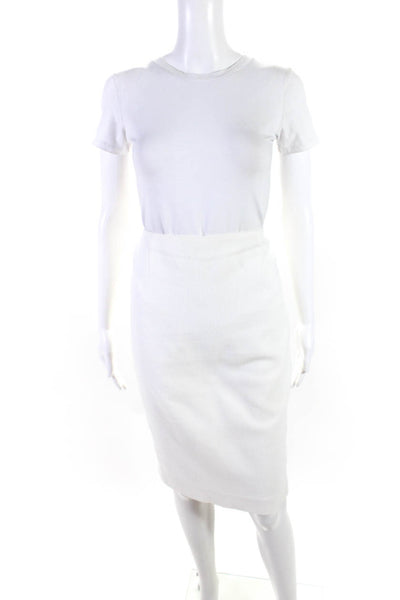 Intermix Womens Textured Woven High Rise Pencil Skirt White Size L