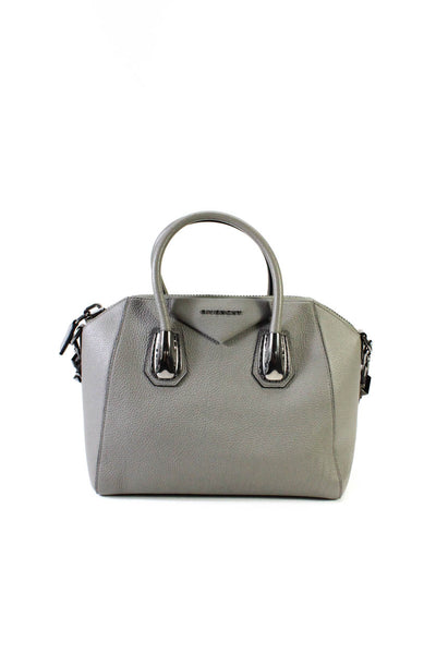 Givenchy Womens Leather Antigona Kenya Metal Medium Gray Satchel Handbag