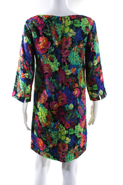 HD In Paris Women's Round Neck 3/4 Sleeves A-Lined Mini Floral Dress Size XS