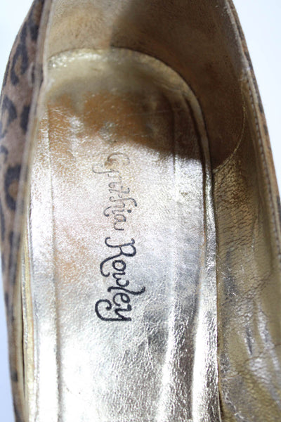 Cynthia Rowley Womens Leopard Print Suede Peep Toe Pumps Brown Size 10