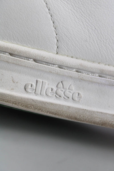 Ellesse Womens Embroidered Perforated Leather Low Top Sneakers White Size 10