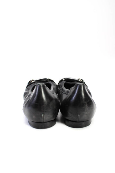 AGL Womens Patent Leather Cap Toe Buckle Ballet Flats Black Size 41 11