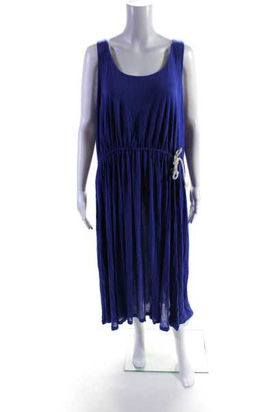 C.Z. Falconer Womens Sleeveless Drawstring Waist Dress Blue Size Medium