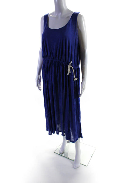 C.Z. Falconer Womens Sleeveless Drawstring Waist Dress Blue Size Medium