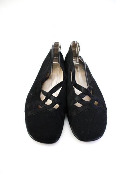 Taryn Rose Womens Strappy Low Wedge Heel Flats Black Size 8.5