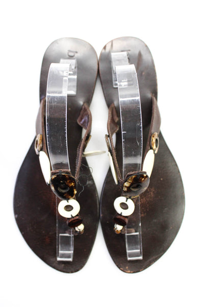 Bo'em Jack Rogers Womens Leather T Strap Flip Flops Sandals Size 41 11 10 Lot 2
