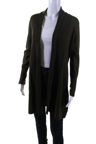 Magaschoni Womens Long Sleeved Open Front Long Cardigan Sweater Green Size S/P