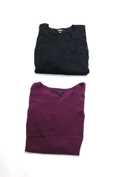 DKNY Eileen Fisher Womens Short Sleeve Colorblock Blouse Black Size 12 M Lot 2