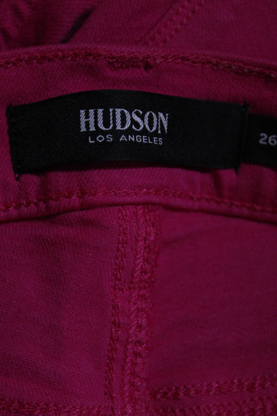 Hudson Los Angeles Womens Zip Front Solid Skinny Jeans Pink Size 26