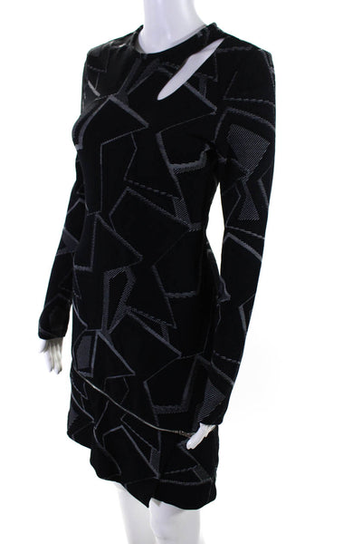 Cut25 by Yigal Azrouel Womens Geometric Asymmetrical Textured Dress Black Size 2