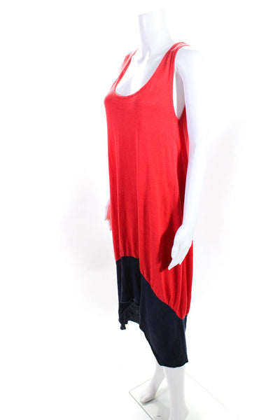 C.Z. Falconer Womens Red Navy Color Block Scoop Neck Sleeveless Tank Dress SizeM