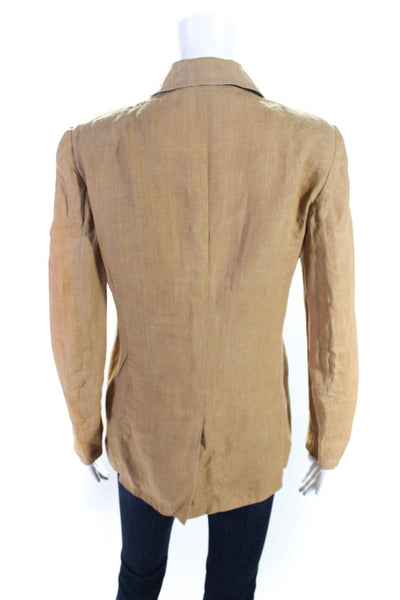 Alberta Ferretti Womens Brown Linen Button Down Shirt Matching Tank Set Size 8