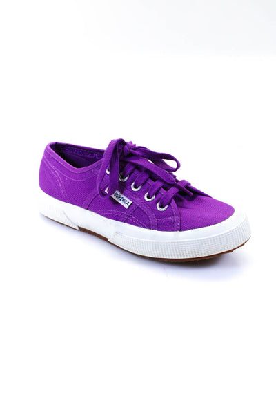 Superga Womens Purple Canvas Low Top Lace Up Flat Fashion Sneakers Size 5