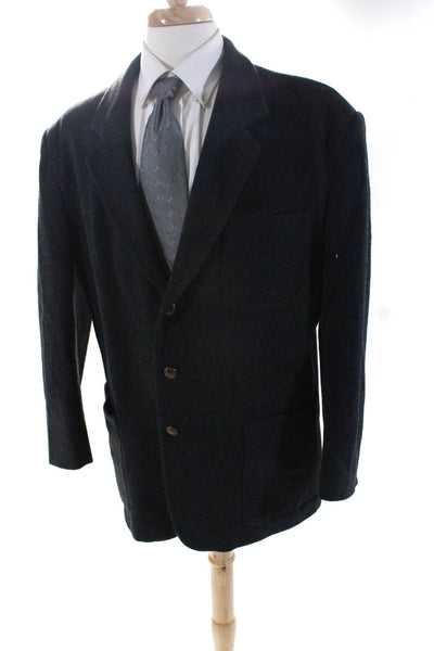Perry Ellis Mens Collared Solid Three Button Wool Blazer Jacket Gray Size Large
