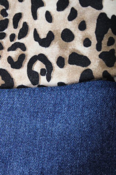 Context Levis Womens Leopard Print Solid Dress Jeans Brown Blue Size 34/XL Lot 2