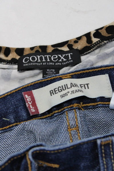 Context Levis Womens Leopard Print Solid Dress Jeans Brown Blue Size 34/XL Lot 2