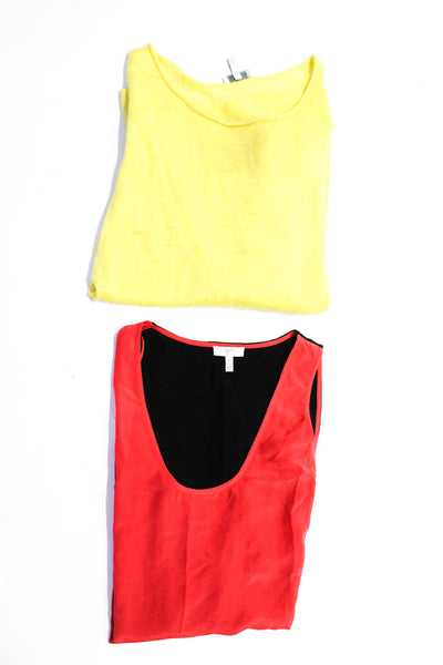 Joie Womens Long Sleeved Scoop Neck Top Tank Top Yellow Red Black Size M Lot 2