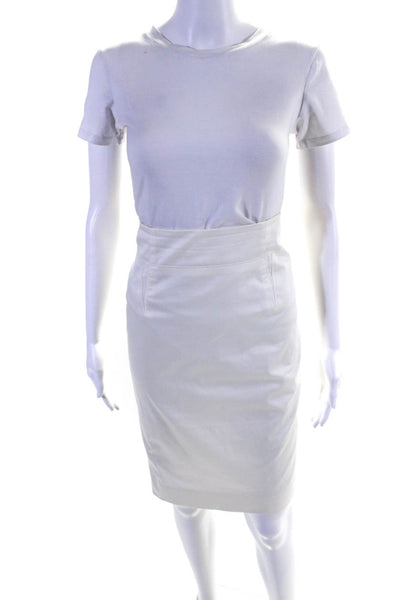 Salvatore Ferragamo Womens Pencil Skirt White Cotton Size EUR 38