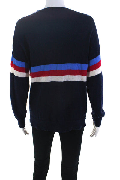 Sundays Women's Wool Cashmere Striped Crewneck Pullover Sweater Navy Size 1