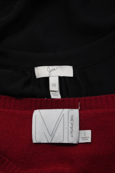 Joie Women's 3/4 Sleeve Blouse Knit Cardigan Black Red Size XS 1 Lot 2