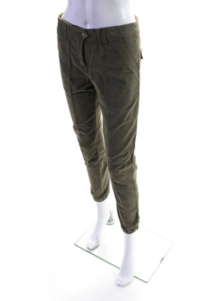 Veronica Beard Women's Midrise Tapered Ankle Cargo Pant Green Size 25