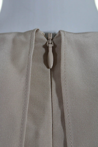 Tibi Womens Silk Solid Tiered Ruffle Sleeveless Cape Sheath Dress Beige Size 6