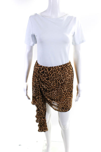 Lovers + Friends Womens Brown Animal Print Layered Detail Mini Skirt Size S