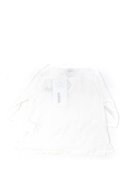D&G Dolce & Gabbana Junior Girls Solid Cotton Tie Neck Blouse White Size 6-9M