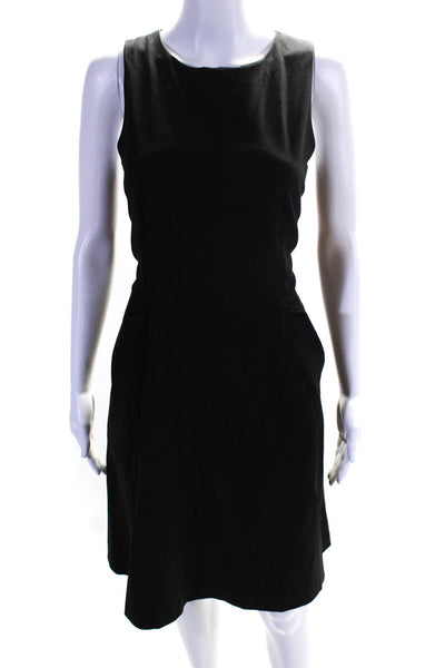 Theory Womens Wool Darted Zipped A-Line Sleeveless Midi Dress Black Size 8