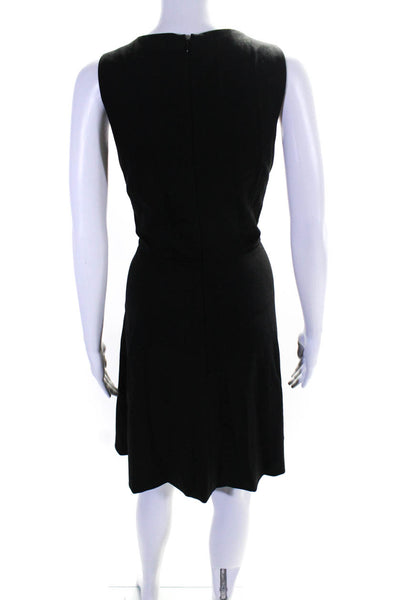 Theory Womens Wool Darted Zipped A-Line Sleeveless Midi Dress Black Size 8
