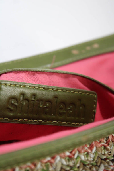 Shiraleah Womens Leather Trim Clutch Handbag Green Multi Colored