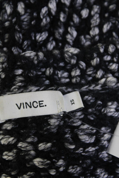 Vince Womens Cotton Round Neck Split Hem Long Sleeve Sweater Black White Size XS